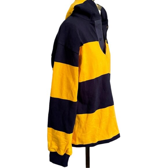 Barbarian Yellow / Blue Striped Hooded Rugby Jersey - XS, unisex fits oversized! - Picture 4 of 13